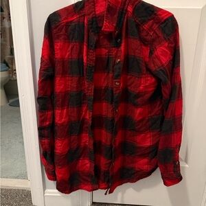 American Eagle Outfitters Red and Black Plaid Jacket